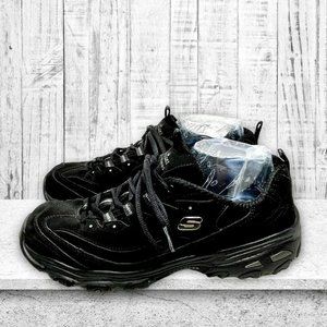 Skechers Womens D'Lites Play On Black Trubuck Leather Casual Sneakers US Size 11
